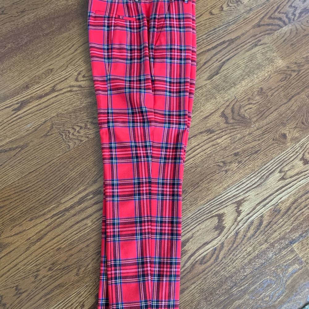 J.Crew Cameron Pant High Rise, red plaid Sz 6
